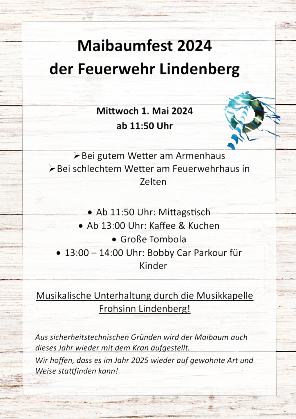 Maibaumfest 2024 der Feuerwehr Lindenberg
