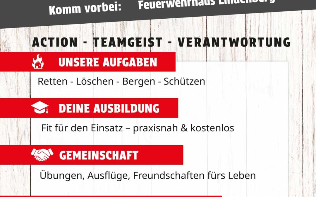 Werde Teil der Freiwilligen Feuerwehr Lindenberg bei Buchloe!